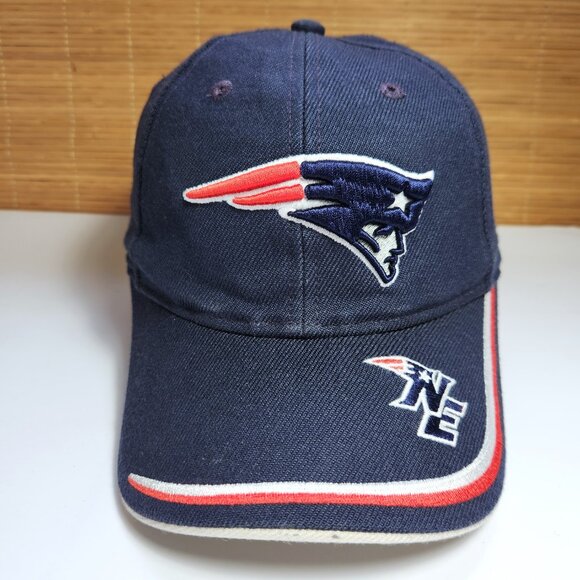 New England Patriots Hat Cap NFL Reebok Blue w White and Red Stripes Adjustable - Picture 1 of 10